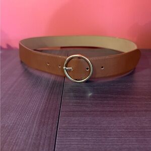 Old Navy Brown Belt with Gold Circle Buckle